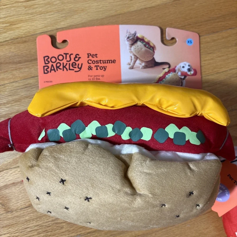 Dog Cat Pet Costume Hot Dog Ketchup New‎ Halloween Cosplay Parade Size XS Small
